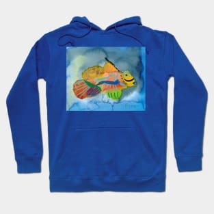 Colorful Mandarin Fish in Watercolors Hoodie